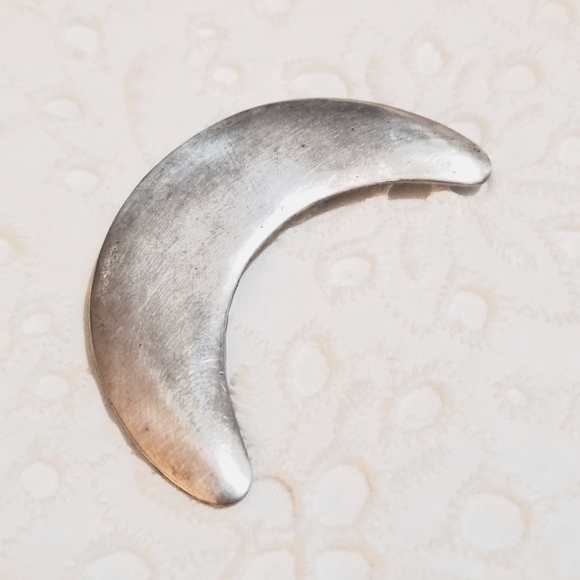 VTG Jewelart signed Sterling Crescent Moon Large Brooch - Picture 2 of 5